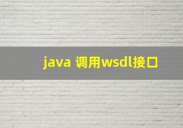 java 调用wsdl接口